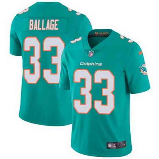 Nike Dolphins #33 Kalen Ballage Aqua Green Team Color Mens Stitched NFL Vapor Untouchable Limited Jersey